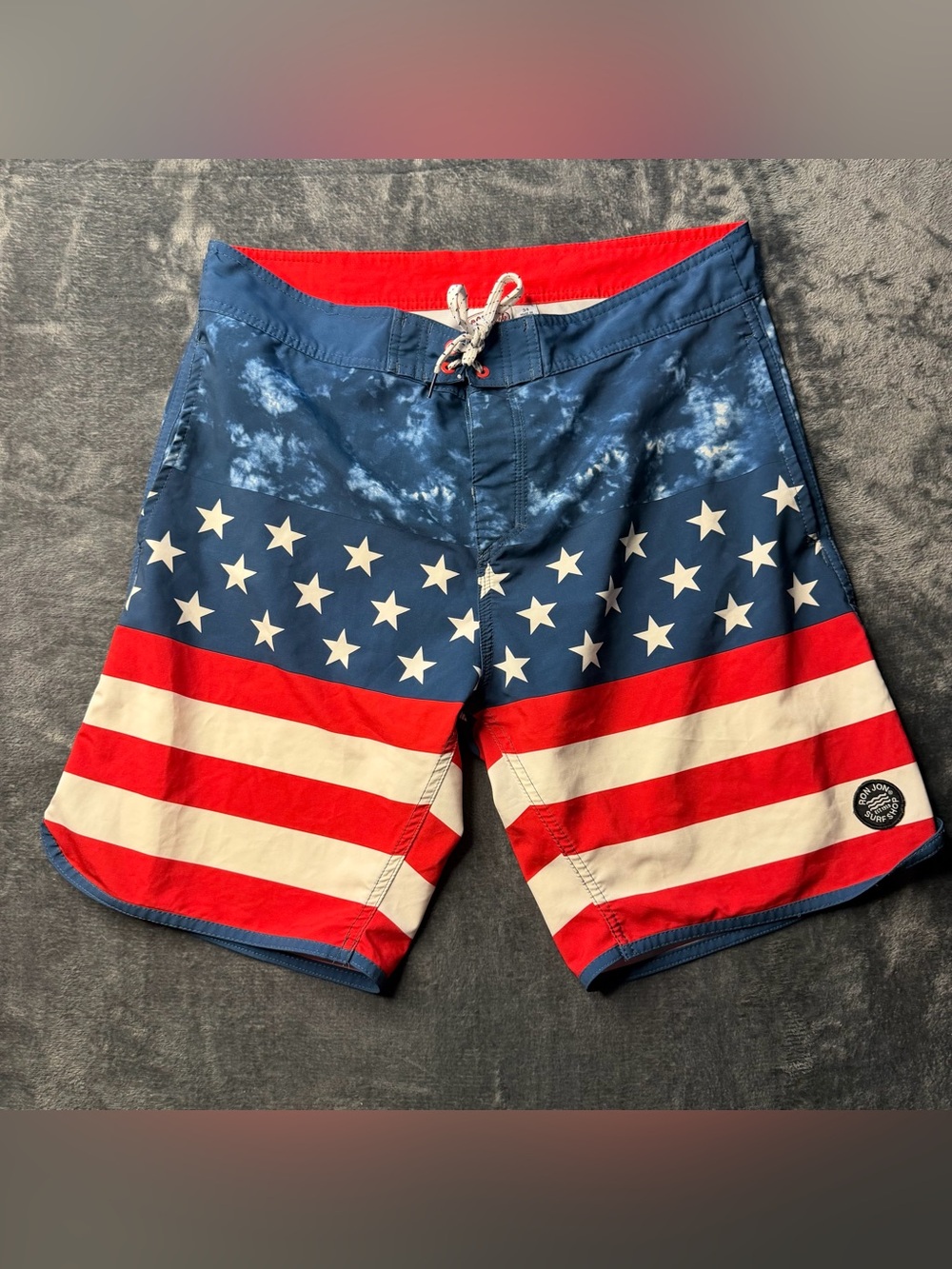 Ron Jon Men's Patriotic Stars & Stripes Board Shorts - Red, White & Blue